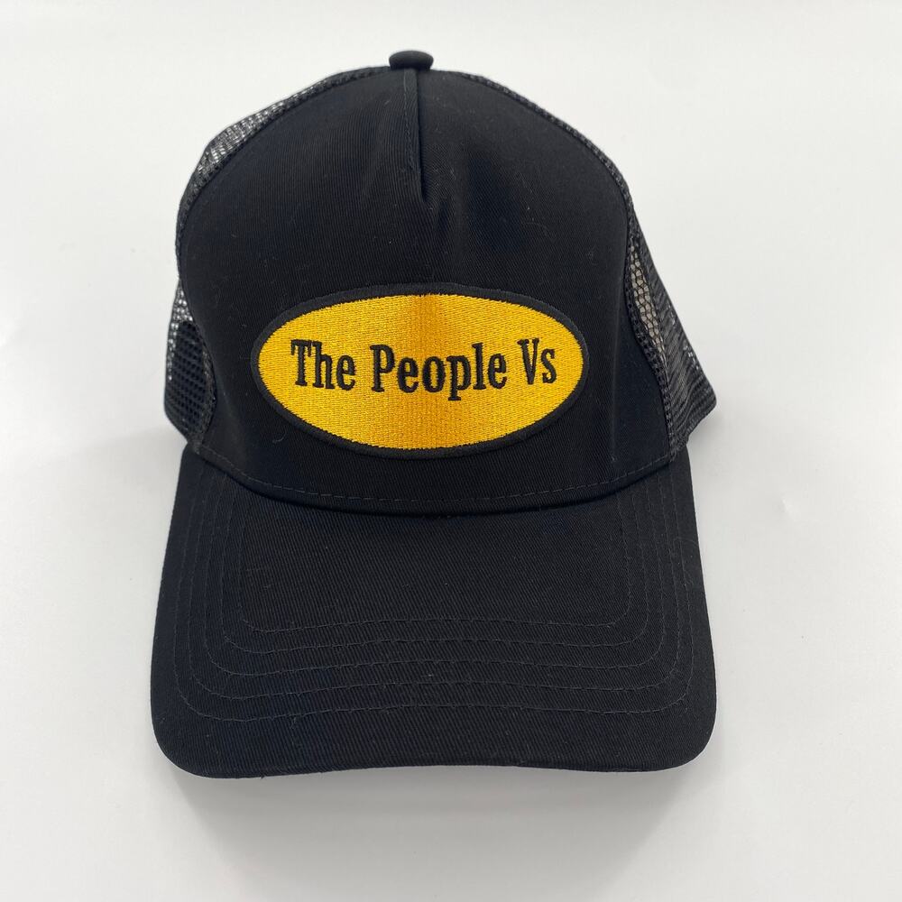 The People Vs. Logo Trucker Hat Cap Black Canvas/Mesh One Size